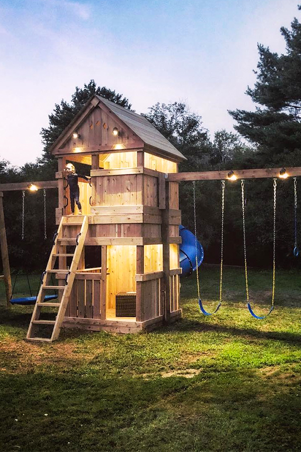 backyard playhouse swing set