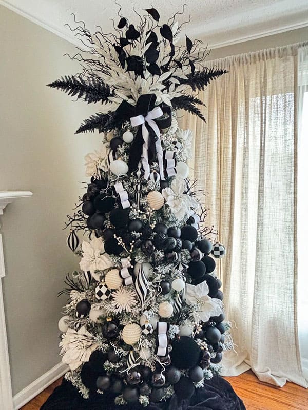 black and white christmas tree decorations