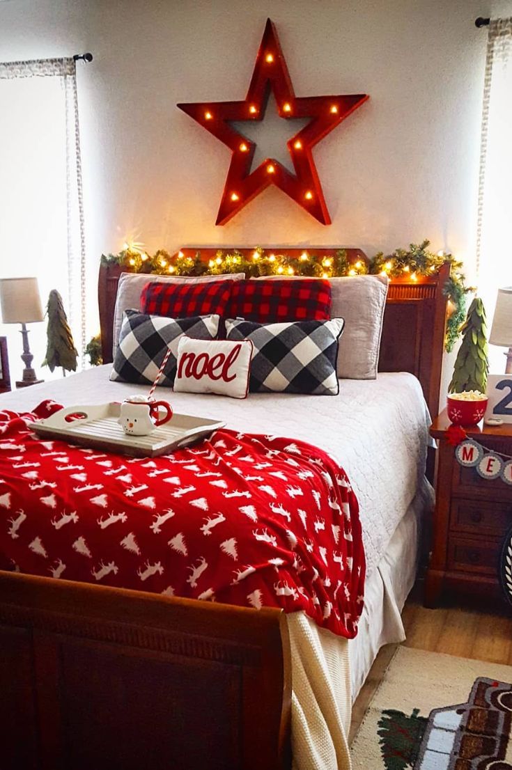 30+ Cozy Christmas Bedroom Decoration Ideas New 2021 - Page 3 of 30