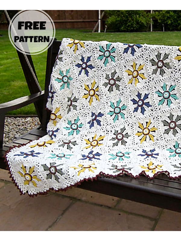 granny squares floral crochet afghan blanket