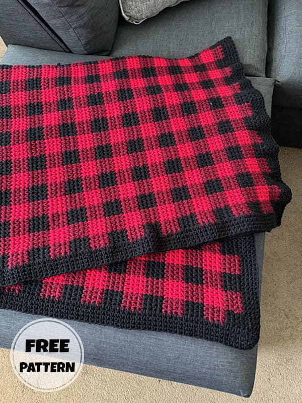 plaid christmas crochet afghan