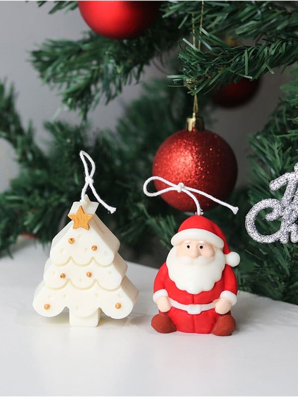 santa and tree decorative christmas candles