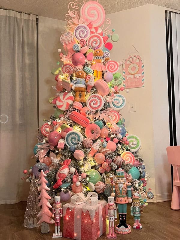 sugar pink christmas tree decorations​